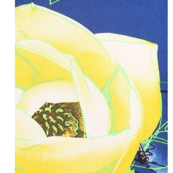 Blue and yellow floral dress. Floral printed midi. - Picture 4 of 4